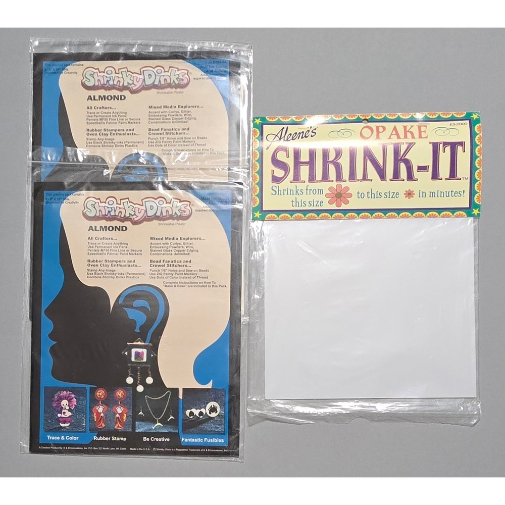 Shrinky Dinks Aleene's Shrink-it Almond White Craft Plastic Sheets 8x10 Unused